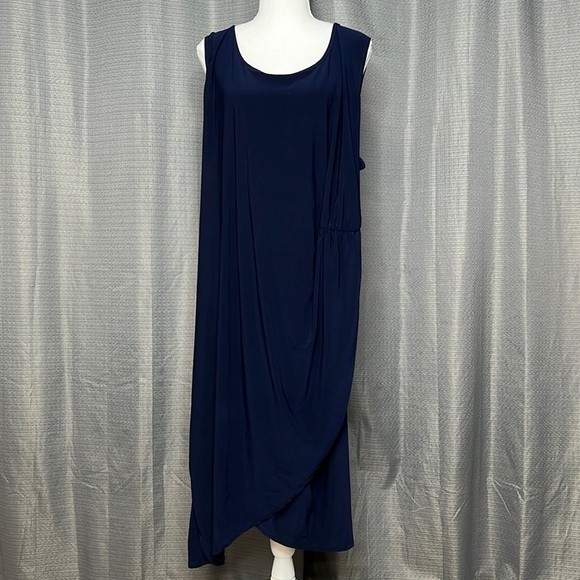 LOVE SQUARED NAVY BLUE SLEEVELESS WRAP DRESS SIZE 2X New - Picture 1 of 9